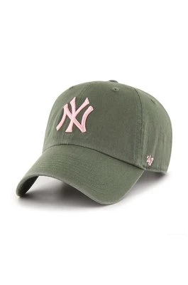 47 brand czapka z daszkiem bawełniana MLB New York Yankees kolor zielony z aplikacją B-NLRGW17GWS-MSA