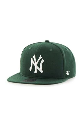 47 brand czapka z daszkiem bawełniana MLB New York Yankees kolor zielony z aplikacją B-NSHOT17WBP-DG