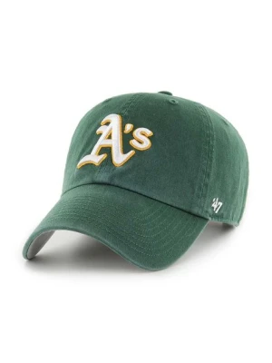 47 brand czapka z daszkiem bawełniana MLB Oakland Athletics kolor zielony z aplikacją BCPTN-DBLUN18GWS-DG08