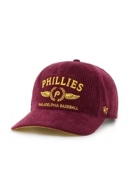 47 brand czapka z daszkiem sztruksowa MLB Philadelphia Phillies kolor bordowy z aplikacją B-SKYLC19EWP-CA