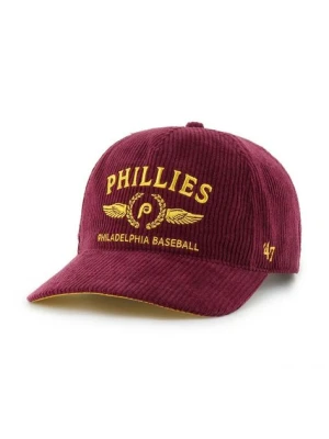 47 brand czapka z daszkiem sztruksowa MLB Philadelphia Phillies kolor bordowy z aplikacją B-SKYLC19EWP-CA