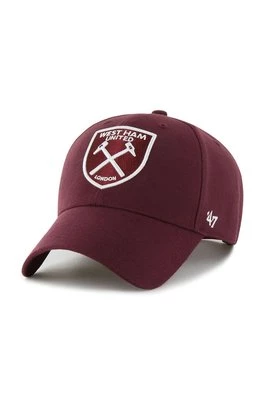 47 brand czapka z daszkiem West Ham United FC kolor bordowy z aplikacją EPL-MVPSP17WBP-KM