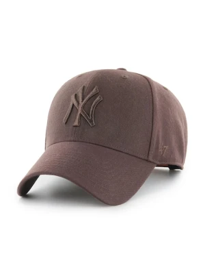 47 brand czapka z daszkiem z dodatkiem wełny MLB New York Yankees kolor brązowy B-MVPSP17WBP-BWE