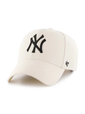 47 brand czapka z daszkiem z domieszką wełny MLB New York Yankees kolor beżowy z aplikacją B-MVPSP17WBP-NT