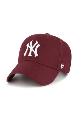 47 brand czapka z daszkiem z domieszką wełny MLB New York Yankees kolor bordowy z aplikacją B-MVPSP17WBP-KMD