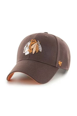 47 brand czapka z daszkiem z domieszką wełny NHL Chicago Blackhawks kolor brązowy z aplikacją HVIN-SUMVP04WBP-BW94