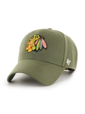 47 brand czapka z daszkiem z domieszką wełny NHL Chicago Blackhawks kolor zielony z aplikacją