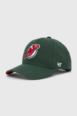 47 brand czapka z daszkiem z domieszką wełny NHL New Jersey Devils kolor zielony z aplikacją H-BLPMS11WBP-DG