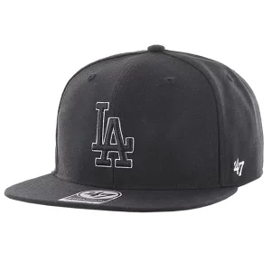 47 Brand Los Angeles Dodgers No Shot 47 Captain 47 Cap B-NSHOT12WBP-BKD, Męskie, Czarne, czapki z daszkiem, bawełna, rozmiar: One size