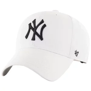 47 Brand MLB New York Yankees Kids Cap B-RAC17CTP-WH, Dla dziewczynki, Białe, czapki z daszkiem, akryl, rozmiar: One size