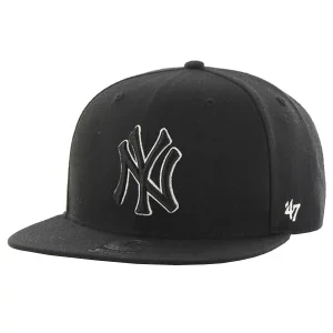 47 Brand MLB New York Yankees No Shot Cap B-NSHOT17WBP-BKB, Męskie, Czarne, czapki z daszkiem, akryl, rozmiar: One size