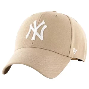 47 Brand New York Yankees MVP Cap B-MVPSP17WBP-KH, Męskie, Beżowe, czapki z daszkiem, akryl, rozmiar: One size