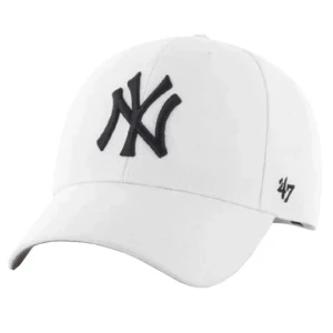 47 Brand New York Yankees MVP Cap B-MVPSP17WBP-WH, Unisex, Białe, czapki z daszkiem, akryl, rozmiar: One size