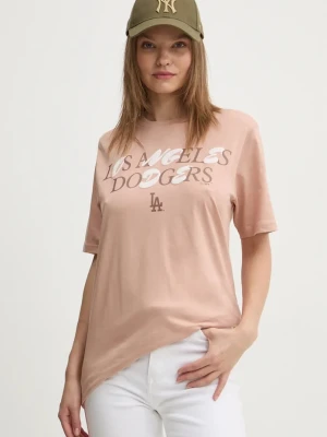 47 brand t-shirt bawełniany MLB Los Angeles Dodgers beżowy