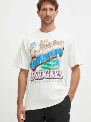 47 brand t-shirt bawełniany MLB Los Angeles Dodgers beżowy