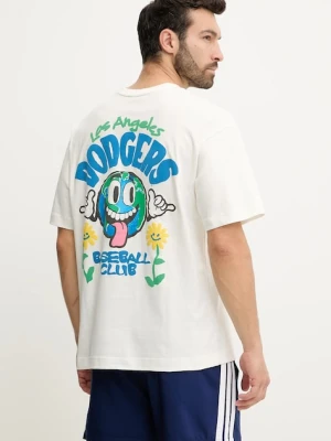 47 brand t-shirt bawełniany MLB Los Angeles Dodgers męski kolor beżowy z nadrukiem BB012TMIIIY657544SS