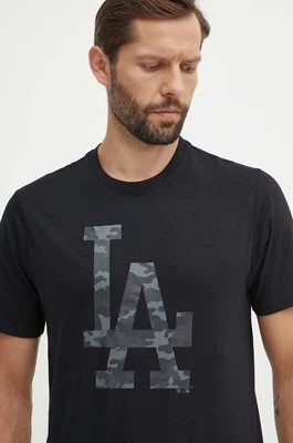 47 brand t-shirt bawełniany MLB Los Angeles Dodgers męski kolor czarny z nadrukiem BB012TEMECH608510JK