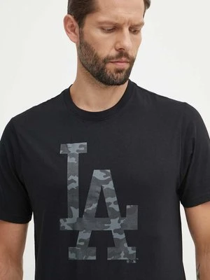 47 brand t-shirt bawełniany MLB Los Angeles Dodgers męski kolor czarny z nadrukiem BB012TEMECH608510JK