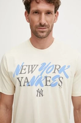 47 brand t-shirt bawełniany MLB New York Yankees męski kolor beżowy z nadrukiem BB017TEPUFF636101Y0