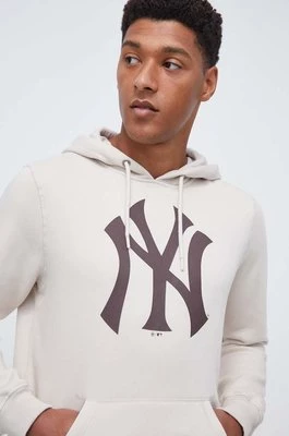 47brand bluza MLB New York Yankees męska kolor beżowy z kapturem z nadrukiem