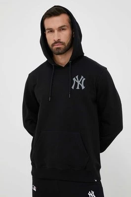 47brand bluza MLB New York Yankees męska kolor czarny z kapturem z nadrukiem