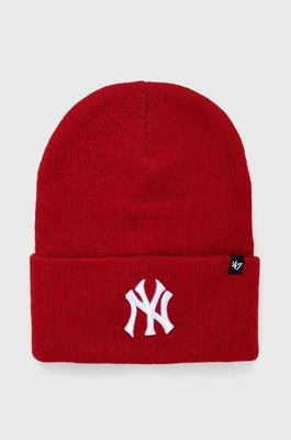 47 brand czapka MLB New York Yankees kolor czerwony z cienkiej dzianiny