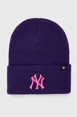 47brand czapka MLB New York Yankees kolor fioletowy z grubej dzianiny