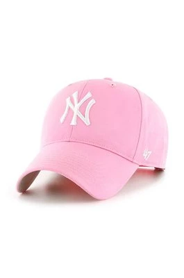 47 brand czapka MLB New York Yankees kolor różowy z aplikacją B-RAC17CTP-RSA