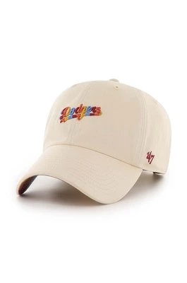 47 brand czapka z daszkiem bawełniana MLB Los Angeles Dodgers kolor beżowy z aplikacją