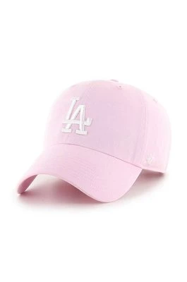 47brand czapka z daszkiem bawełniana MLB Los Angeles Dodgers kolor różowy z aplikacją B-RGW12GWSNL-PTA