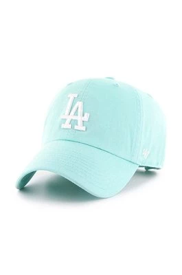 47 brand czapka z daszkiem bawełniana MLB Los Angeles Dodgers kolor turkusowy z aplikacją B-RGW12GWSNL-TFC