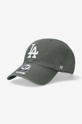 47 brand czapka z daszkiem bawełniana MLB Los Angeles Dodgers kolor zielony z aplikacją B-RGW12GWSNL-MSG