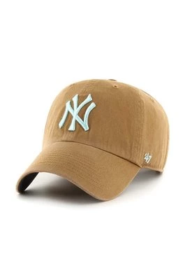 47 brand czapka z daszkiem bawełniana MLB New York Yankees kolor beżowy z aplikacją