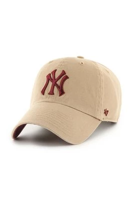 47 brand czapka z daszkiem bawełniana MLB New York Yankees kolor beżowy z aplikacją