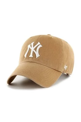 47 brand czapka z daszkiem bawełniana MLB New York Yankees kolor beżowy z aplikacją B-NLRGW17GWS-QLA