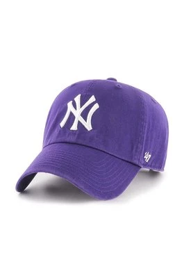 47 brand czapka z daszkiem bawełniana MLB New York Yankees kolor fioletowy z aplikacją
