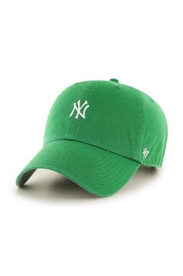 47 brand czapka z daszkiem bawełniana MLB New York Yankees kolor zielony z aplikacją B-BSRNR17GWS-KY