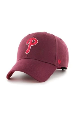 47 brand czapka z daszkiem bawełniana MLB Philadelphia Phillies kolor bordowy z aplikacją