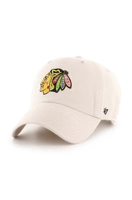 47 brand czapka z daszkiem bawełniana NHL Chicago Blackhawks kolor beżowy z aplikacją