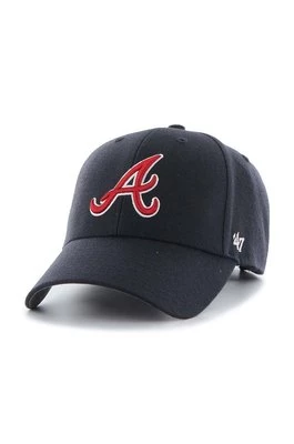 47 brand czapka z daszkiem z domieszką wełny MLB Atlanta Braves kolor granatowy z aplikacją B-MVP01WBVRP-NY