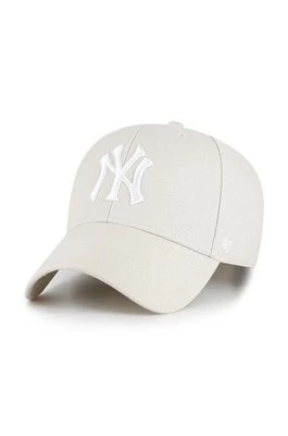 47 brand czapka z daszkiem z domieszką wełny MLB New York Yankees kolor beżowy z aplikacją B-MVPSP17WBP-BNG