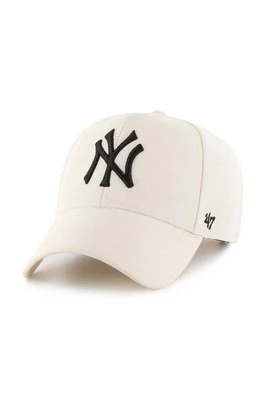 47 brand czapka z daszkiem z domieszką wełny MLB New York Yankees kolor beżowy z aplikacją B-MVPSP17WBP-NT
