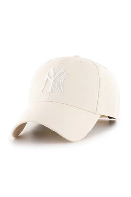 47 brand czapka z daszkiem z domieszką wełny MLB New York Yankees kolor beżowy z aplikacją B-MVPSP17WBP-NTC