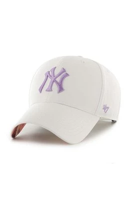 47 brand czapka z daszkiem z domieszką wełny MLB New York Yankees kolor biały z aplikacją B-DGLMU17GWP-WH
