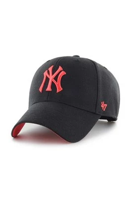 47 brand czapka z daszkiem z domieszką wełny MLB New York Yankees kolor czarny z aplikacją