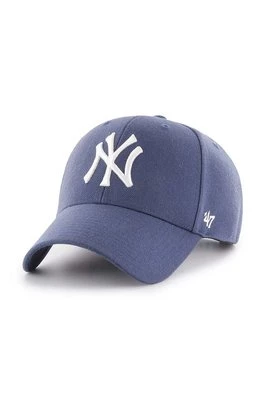47 brand czapka z daszkiem z domieszką wełny MLB New York Yankees kolor fioletowy z aplikacją