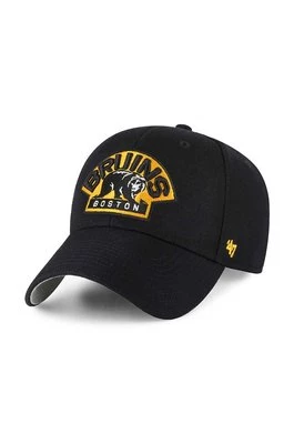 47 brand czapka z daszkiem z domieszką wełny NHL Boston Bruins kolor czarny z aplikacją H-MVP01WBV-BKE