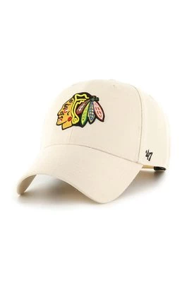 47 brand czapka z daszkiem z domieszką wełny NHL Chicago Blackhawks kolor beżowy z aplikacją H-MVPSP04WBP-NTB