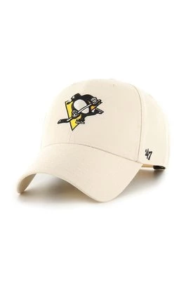 47brand czapka z daszkiem z domieszką wełny NHL Pittsburgh Penguins kolor beżowy z aplikacją