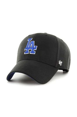 47 brand czapka z domieszką wełny MLB Los Angeles Dodgers kolor czarny z aplikacją